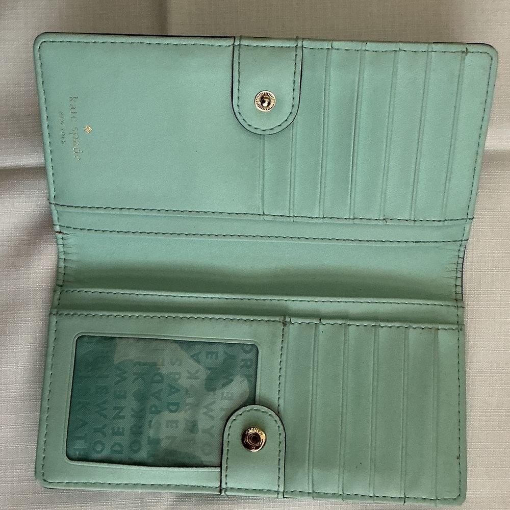 Kate Spade teal Leather Charlotte Terrace, Stacy Slim wallet EUC. - Picture 2 of 6